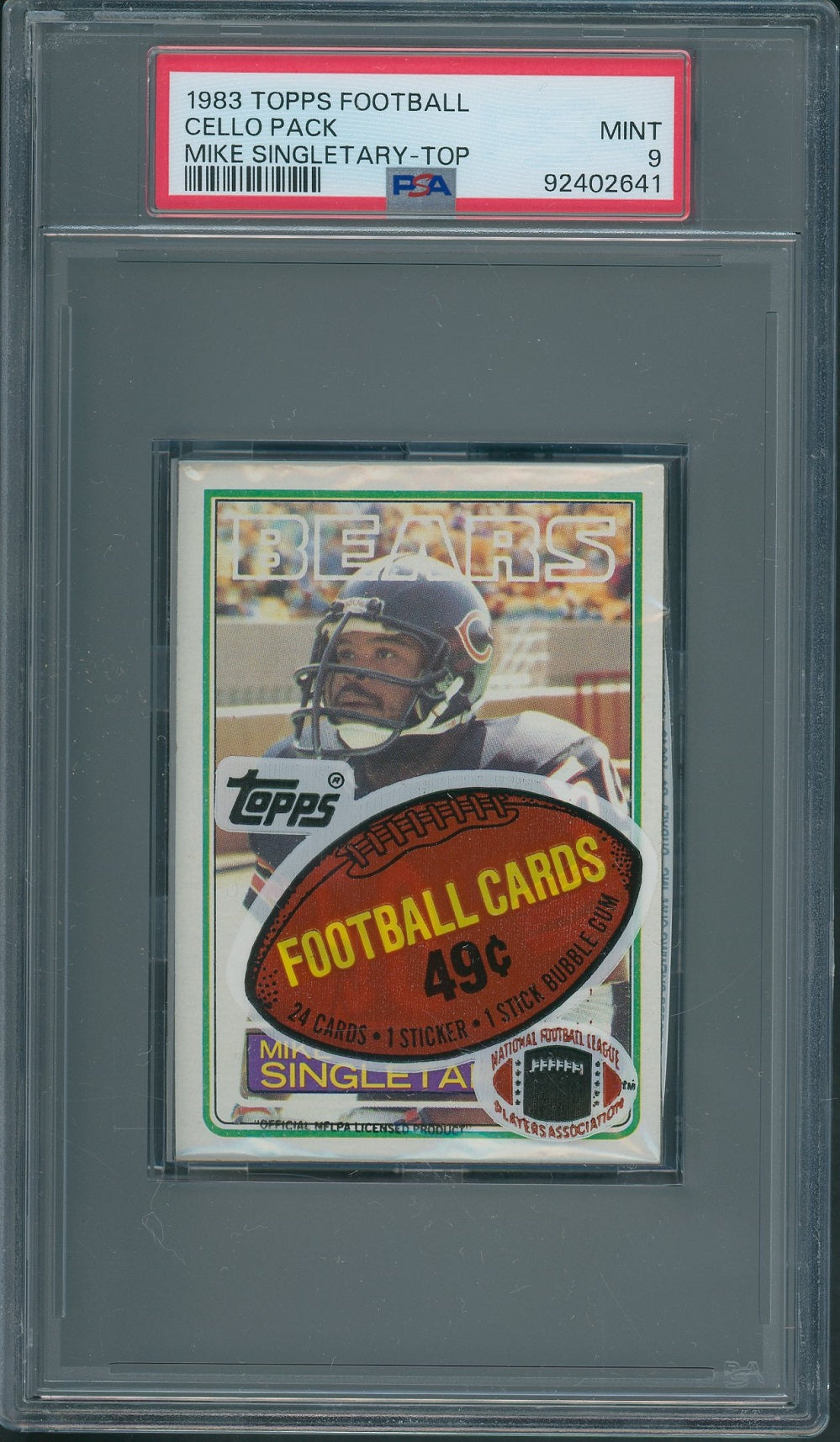 1983 Topps Football Unopened Cello Pack PSA 9 Singletary Top *2641