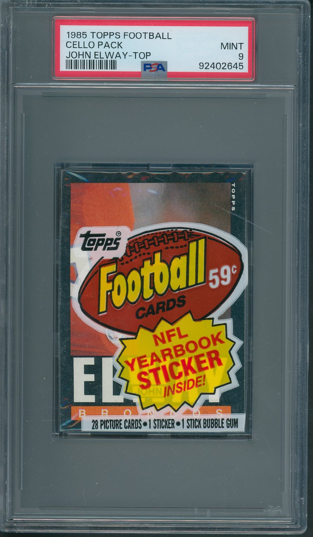 1985 Topps Football Unopened Cello Pack PSA 9 Elway Top *2645