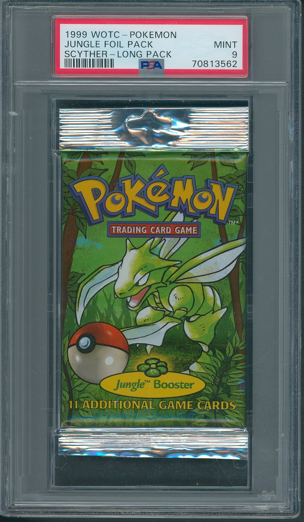 1999 WOTC Pokemon Jungle Unopened Foil Long Pack Scyther PSA 9 *3562