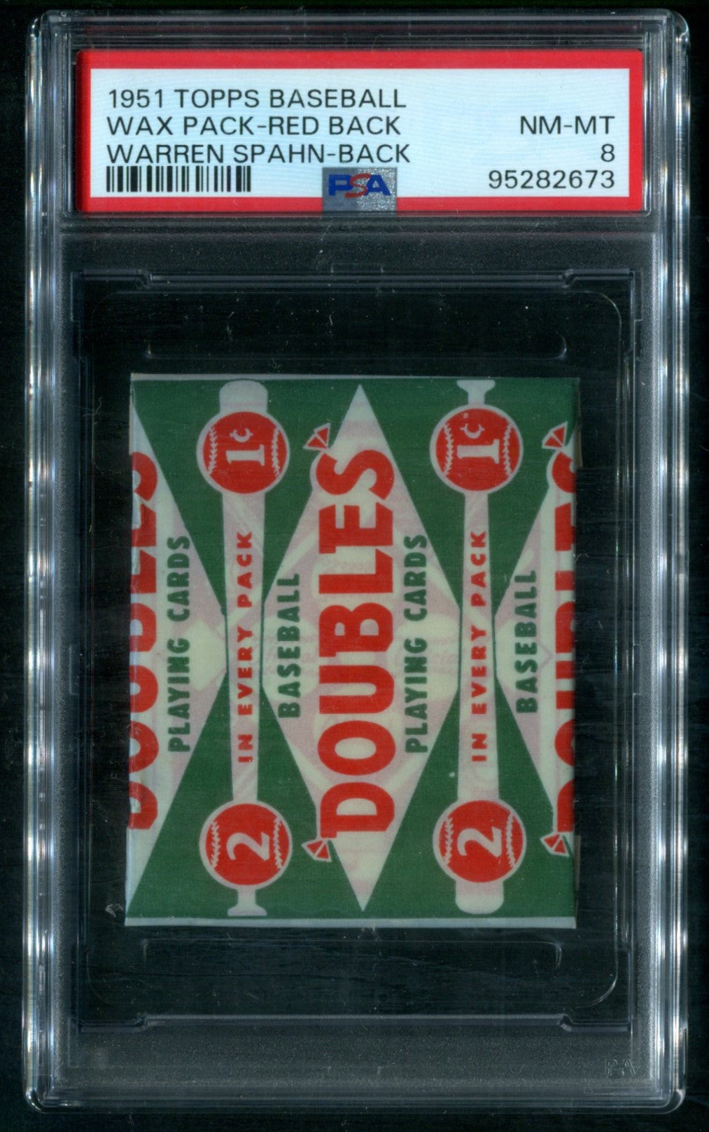 1951 Topps Baseball Red Back Unopened Wax Pack (Spahn Back) PSA 8 *2673
