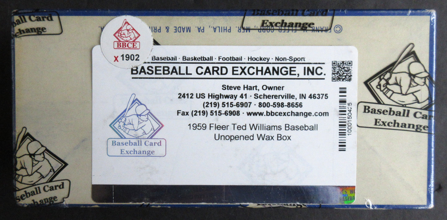 1959 Fleer Ted Williams Baseball Unopened 5 Cent Wax Box (BBCE) (X1902)