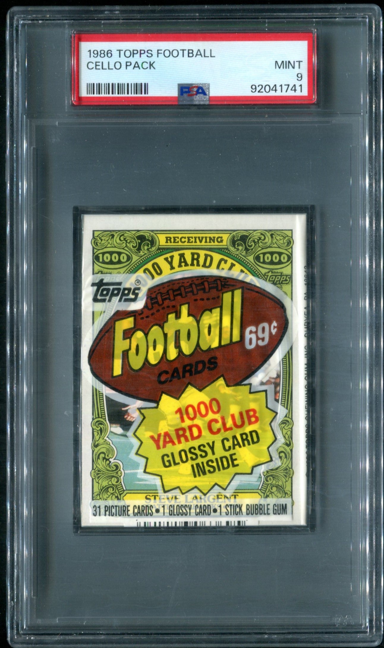 1986 Topps Football Unopened Cello Pack PSA 9