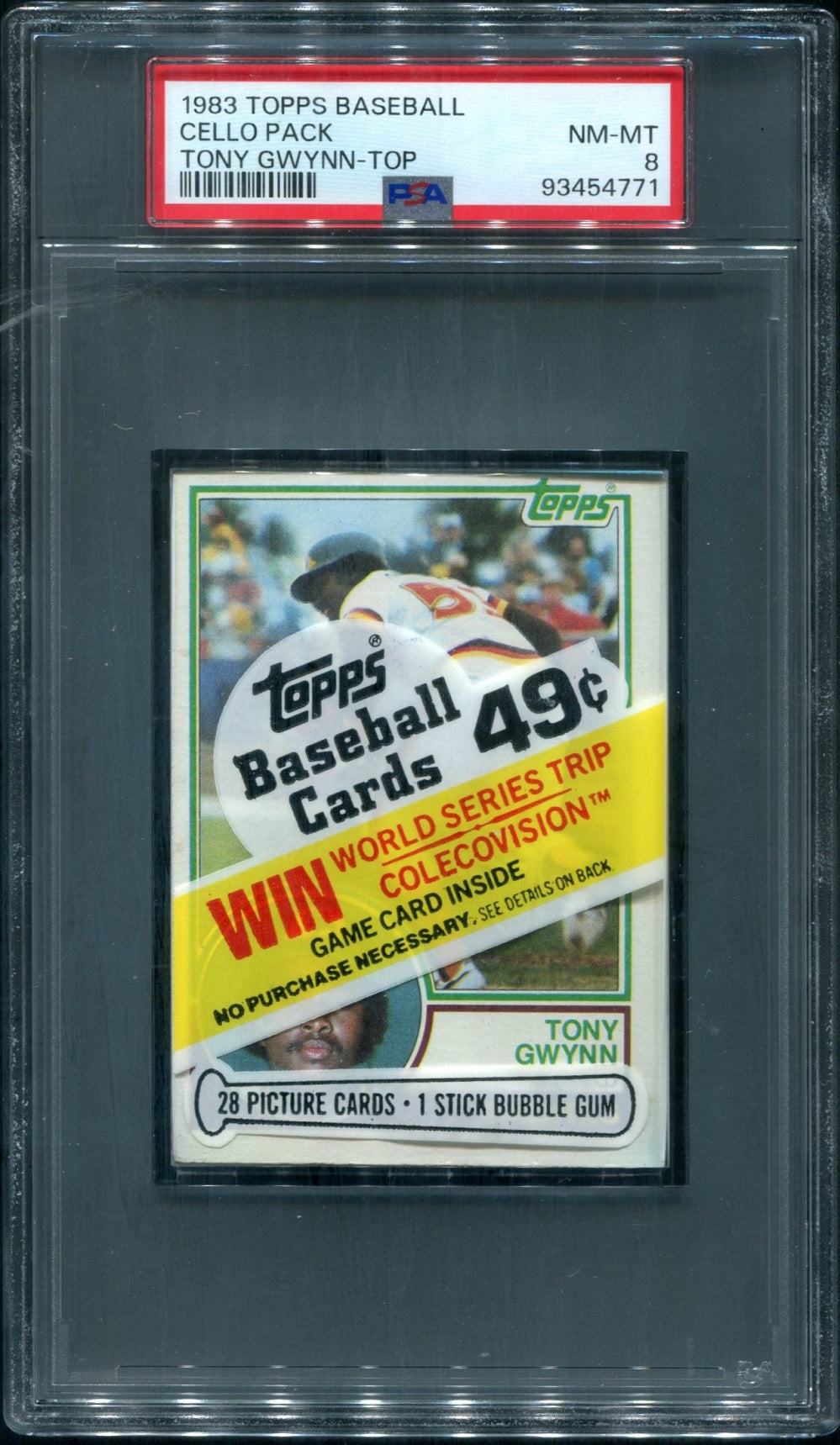 1983 Topps Baseball Unopened Cello Pack PSA 8 Gwynn Top *4771