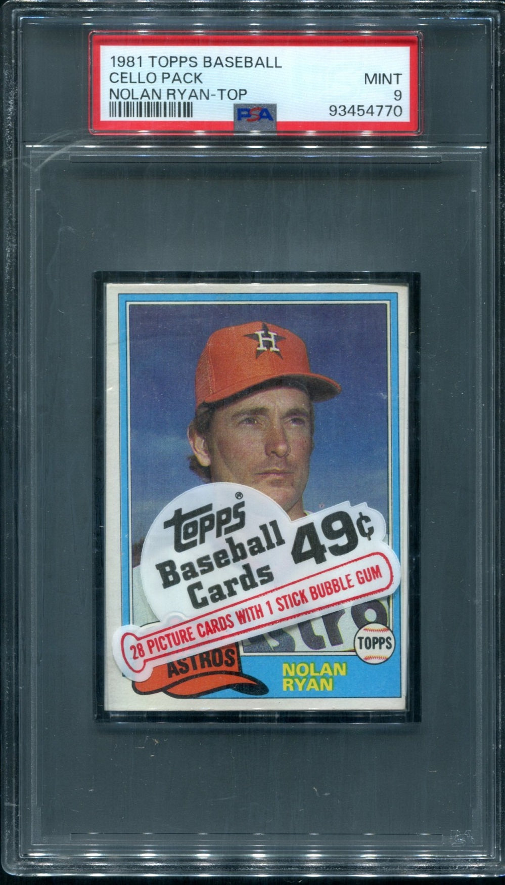 1981 Topps Baseball Unopened Cello Pack PSA 9 Ryan Top *4770