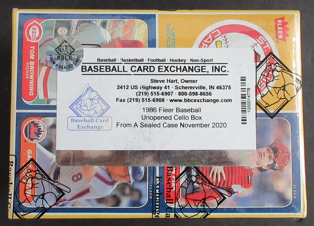 1986 Fleer Baseball Unopened Cello Box (FASC)