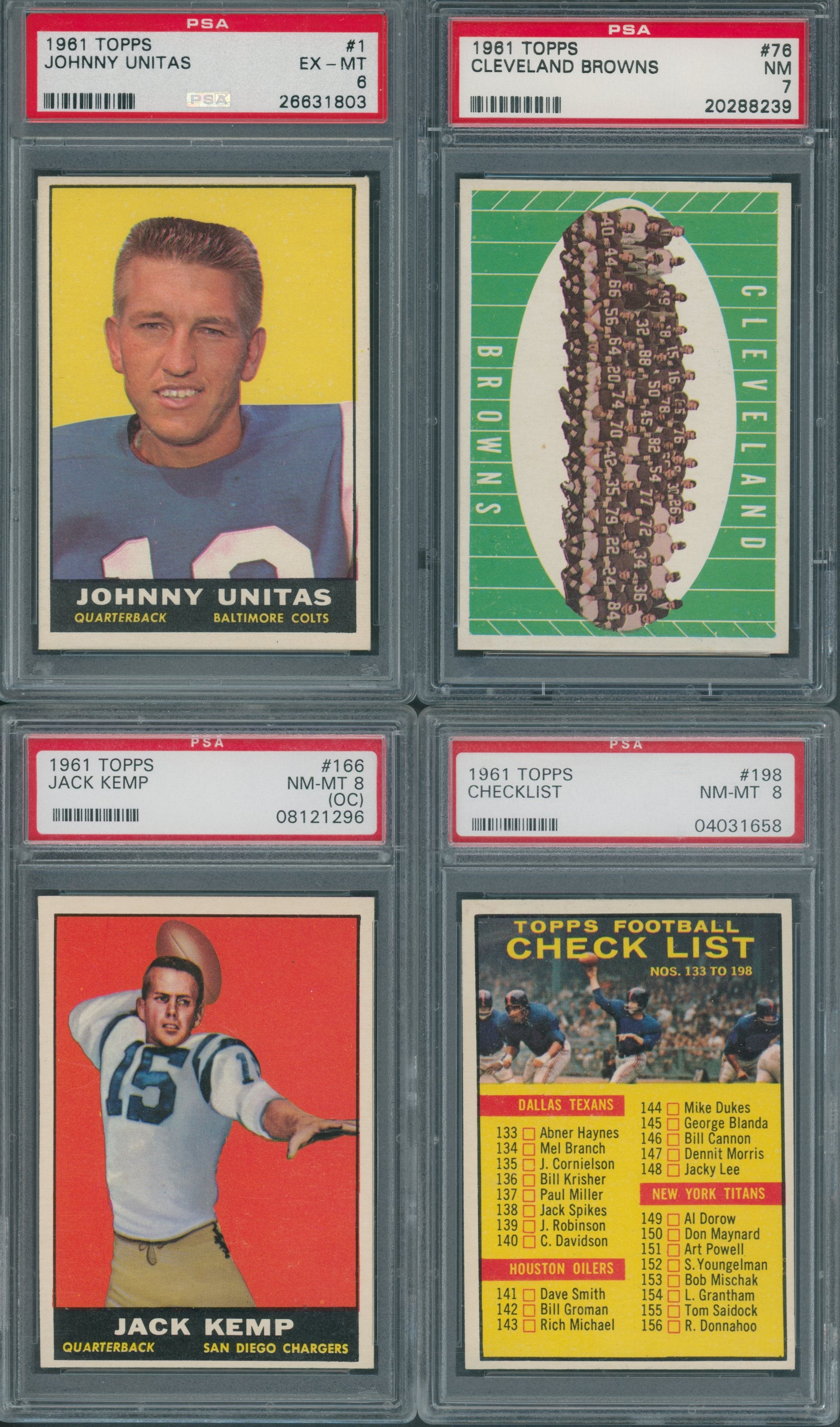 1961 Topps Football Complete Set EX/MT (198) (23-514)