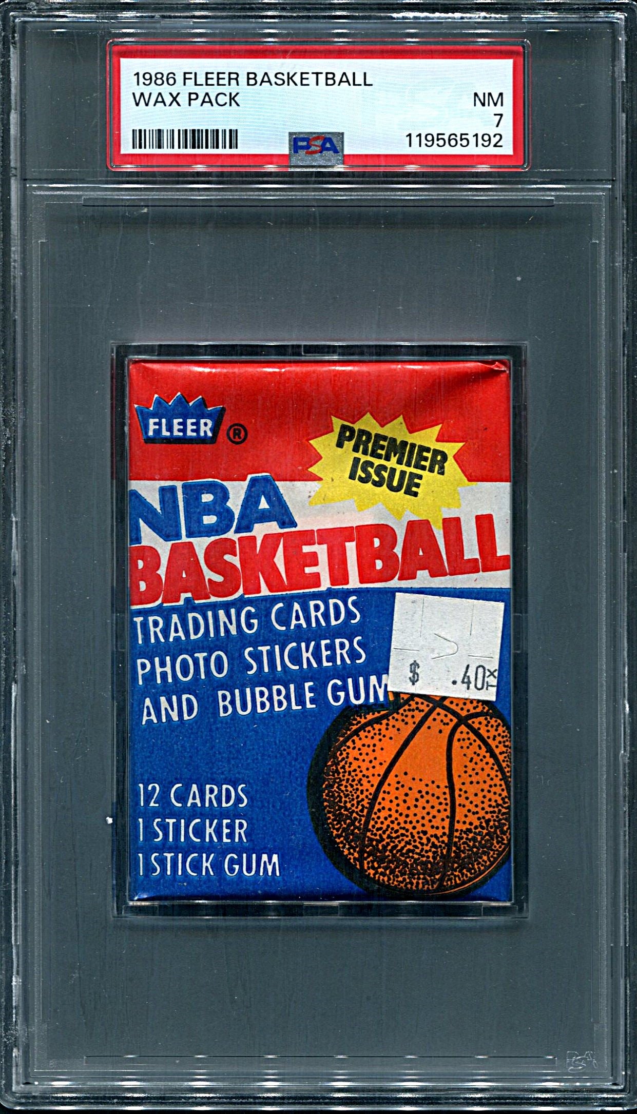 1986 Fleer Basketball Unopened Wax Pack PSA 7 (w/ price sticker)