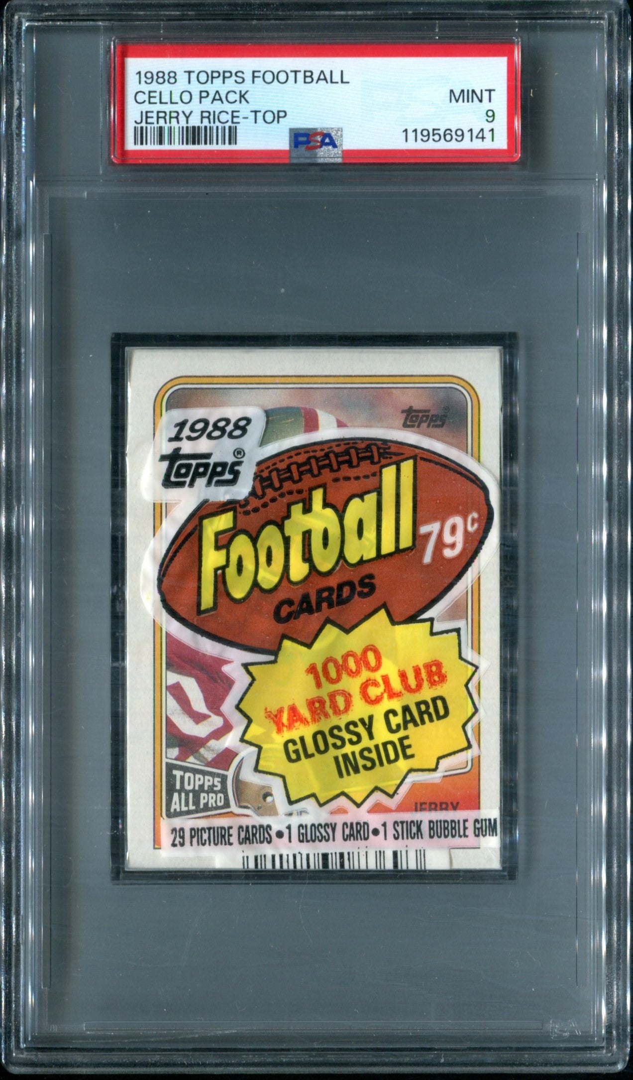 1988 Topps Football Unopened Cello Pack PSA 9 Jerry Rice Top *9141