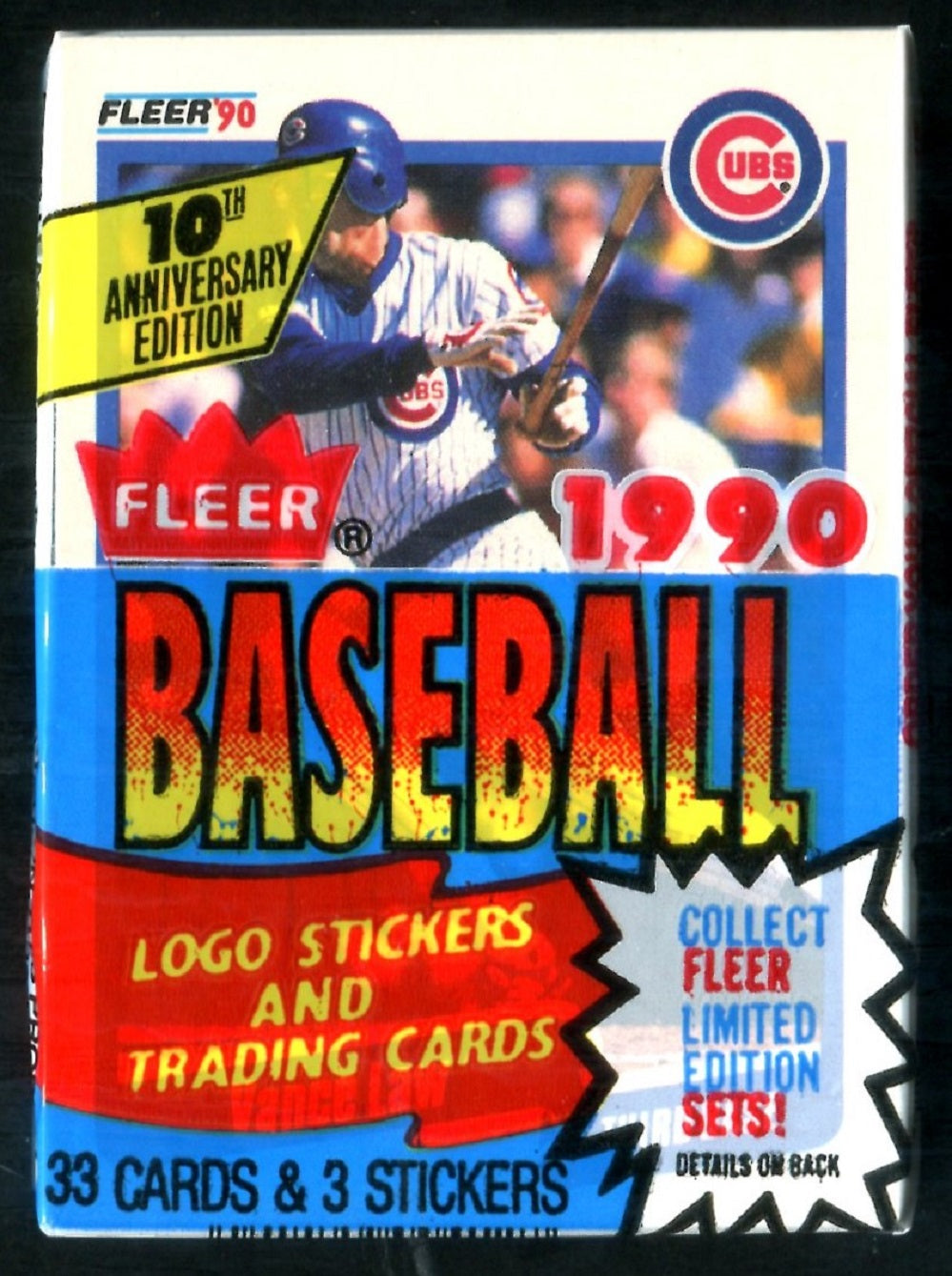 1990 Fleer Baseball Unopened Cello Pack (33/3)