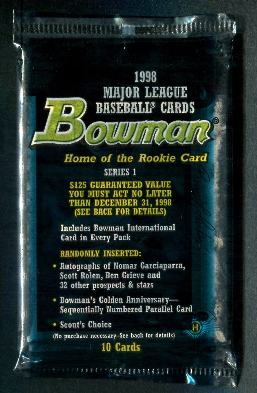 1998 Bowman Baseball Unopened Series 1 Pack (Hobby) (10)