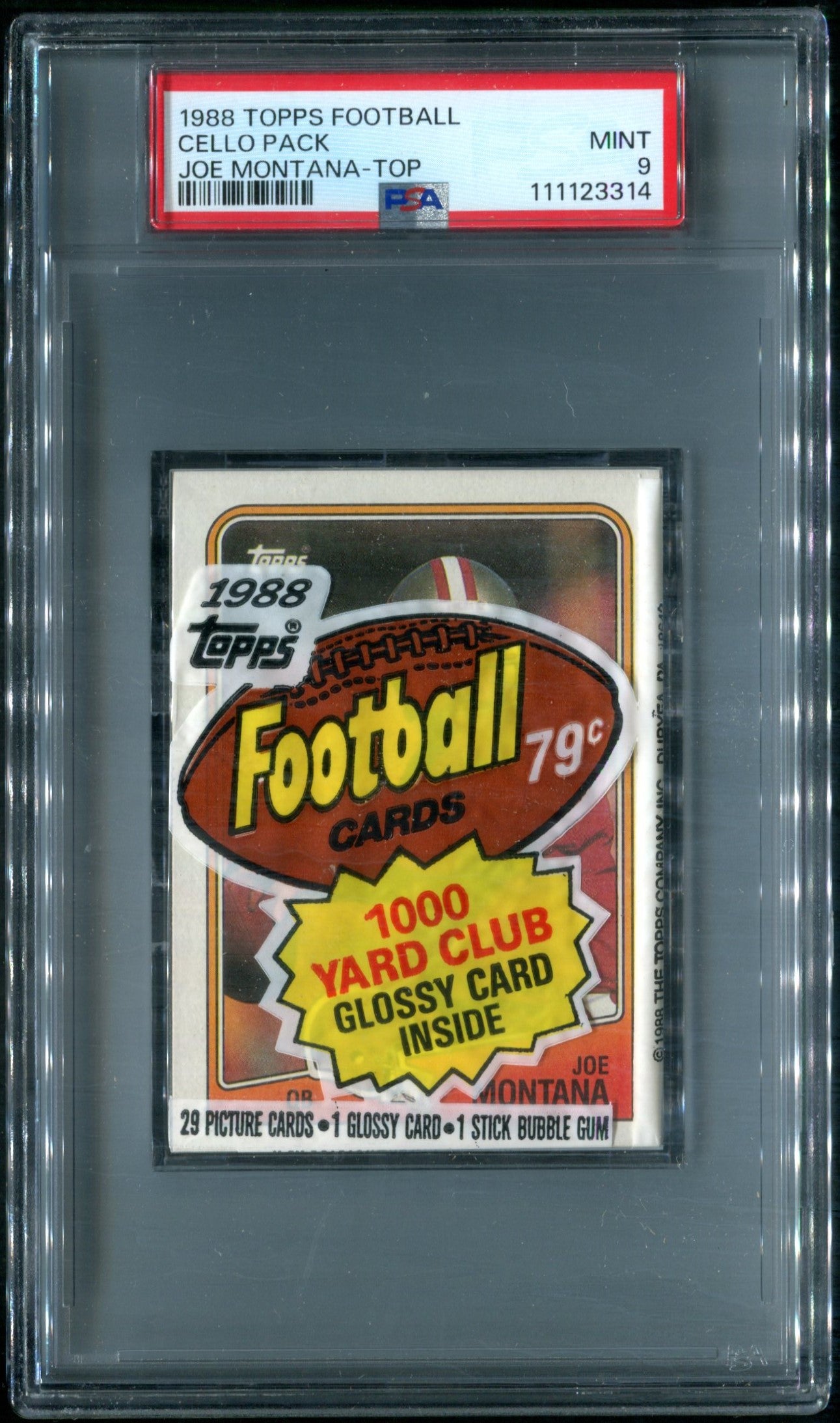 1988 Topps Football Unopened Cello Pack PSA 9 Joe Montana Top *3314