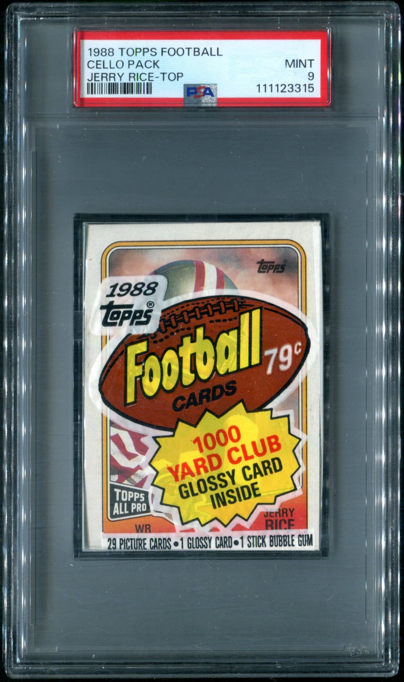 1988 Topps Football Unopened Cello Pack PSA 9 Jerry Rice Top *3315