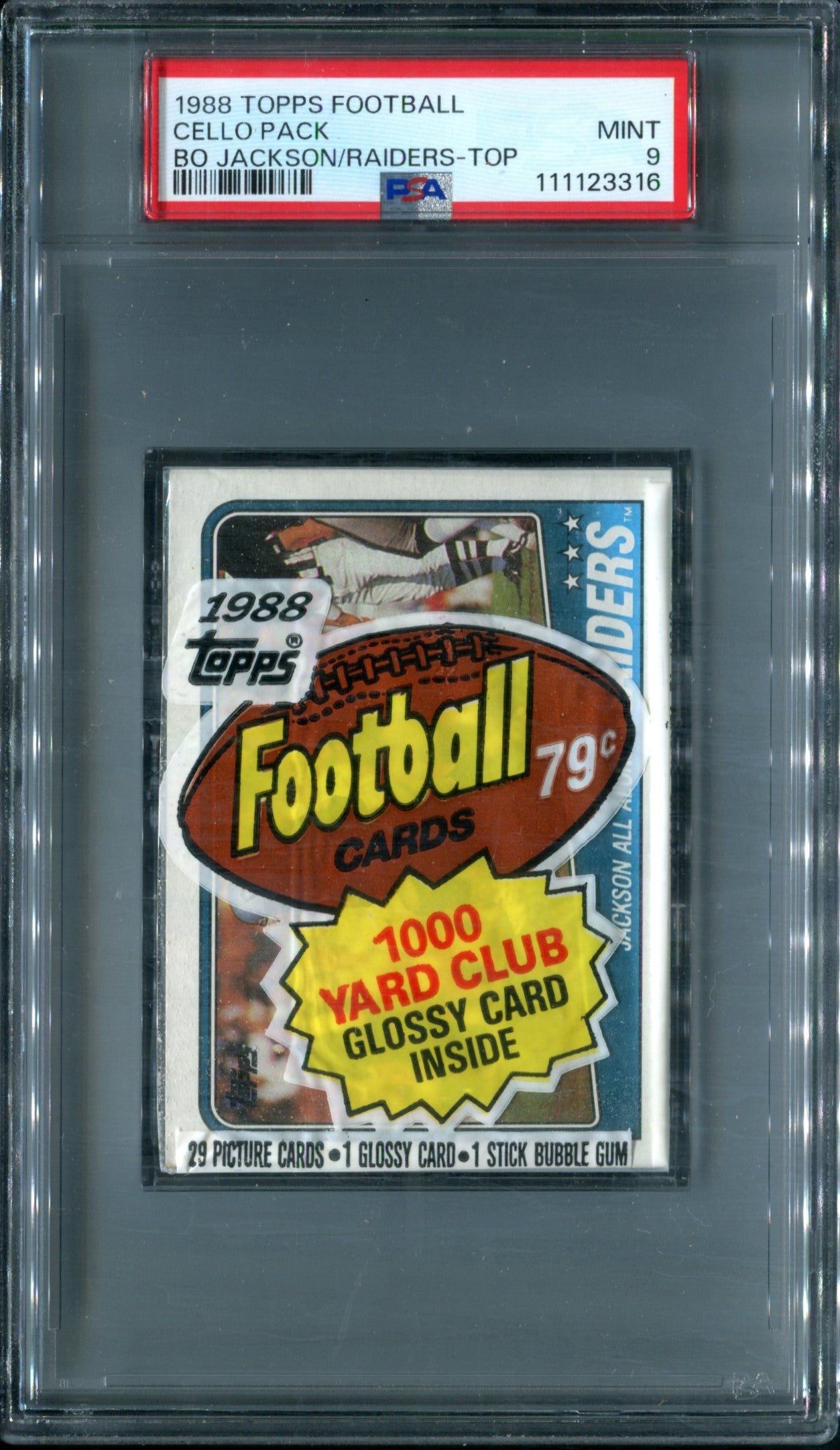 1988 Topps Football Unopened Cello Pack PSA 9 Bo Jackson/Raiders Top *3316