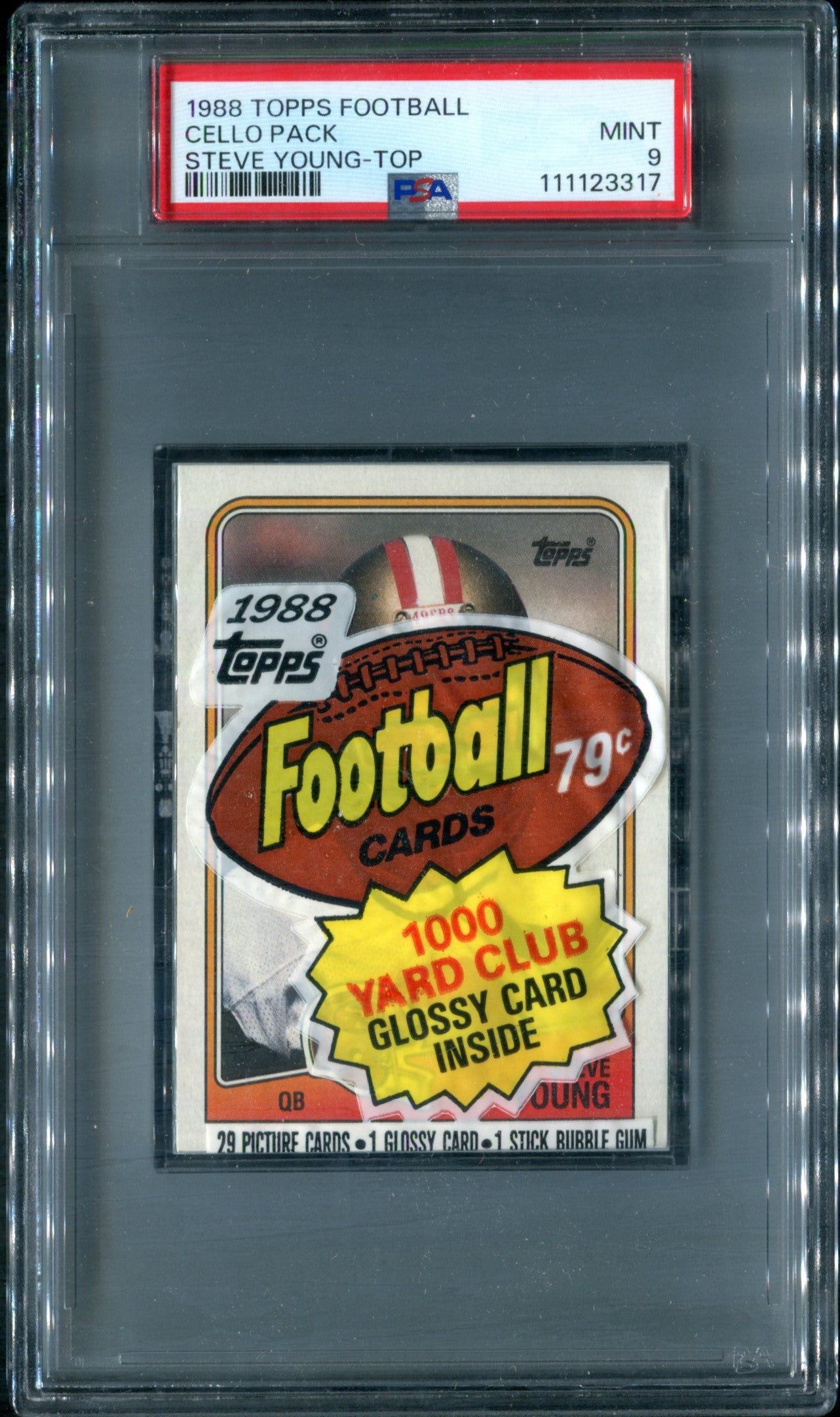 1988 Topps Football Unopened Cello Pack PSA 9 Steve Young Top *3317