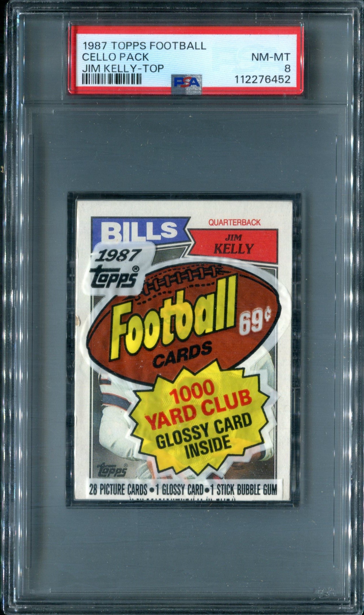 1987 Topps Football Unopened Cello Pack PSA 8 Jim Kelly Top *6452