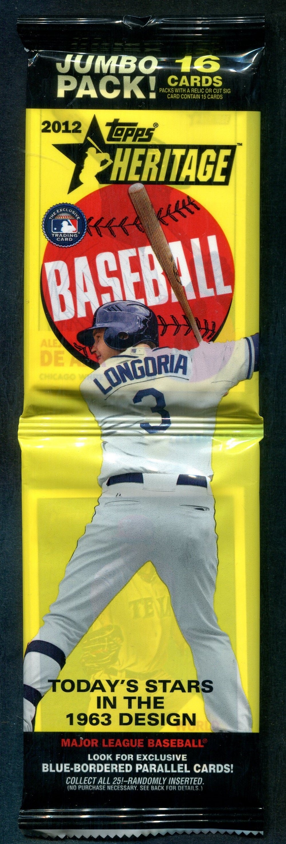 2012 Topps Heritage Baseball Unopened Jumbo Hanger Pack (16)