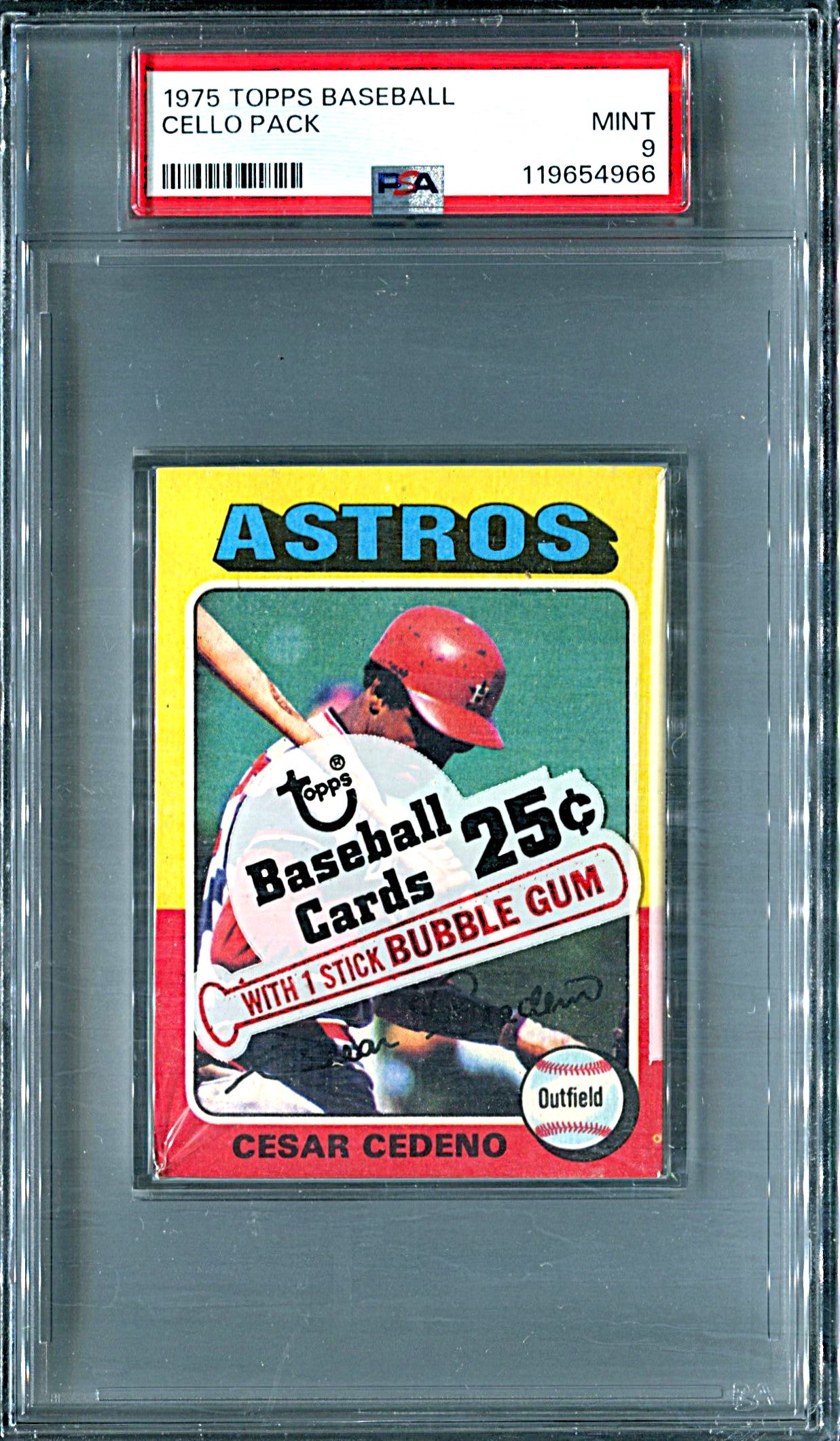 1975 Topps Baseball Unopened Cello Pack PSA 9