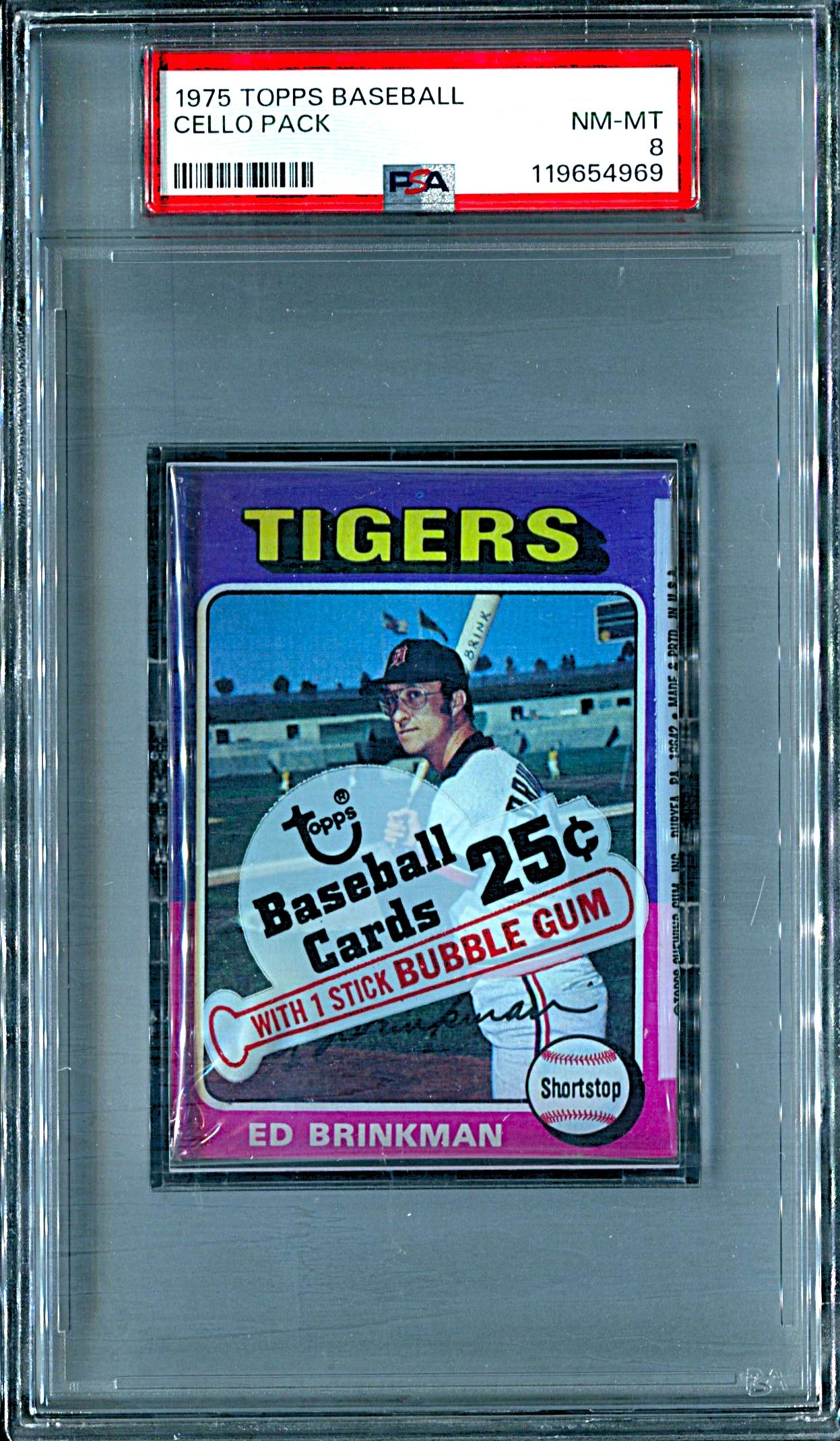 1975 Topps Baseball Unopened Cello Pack PSA 8