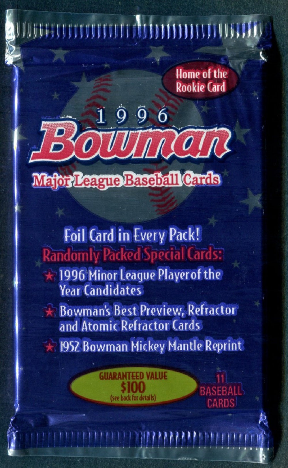 1996 Bowman Baseball Unopened Pack (11)