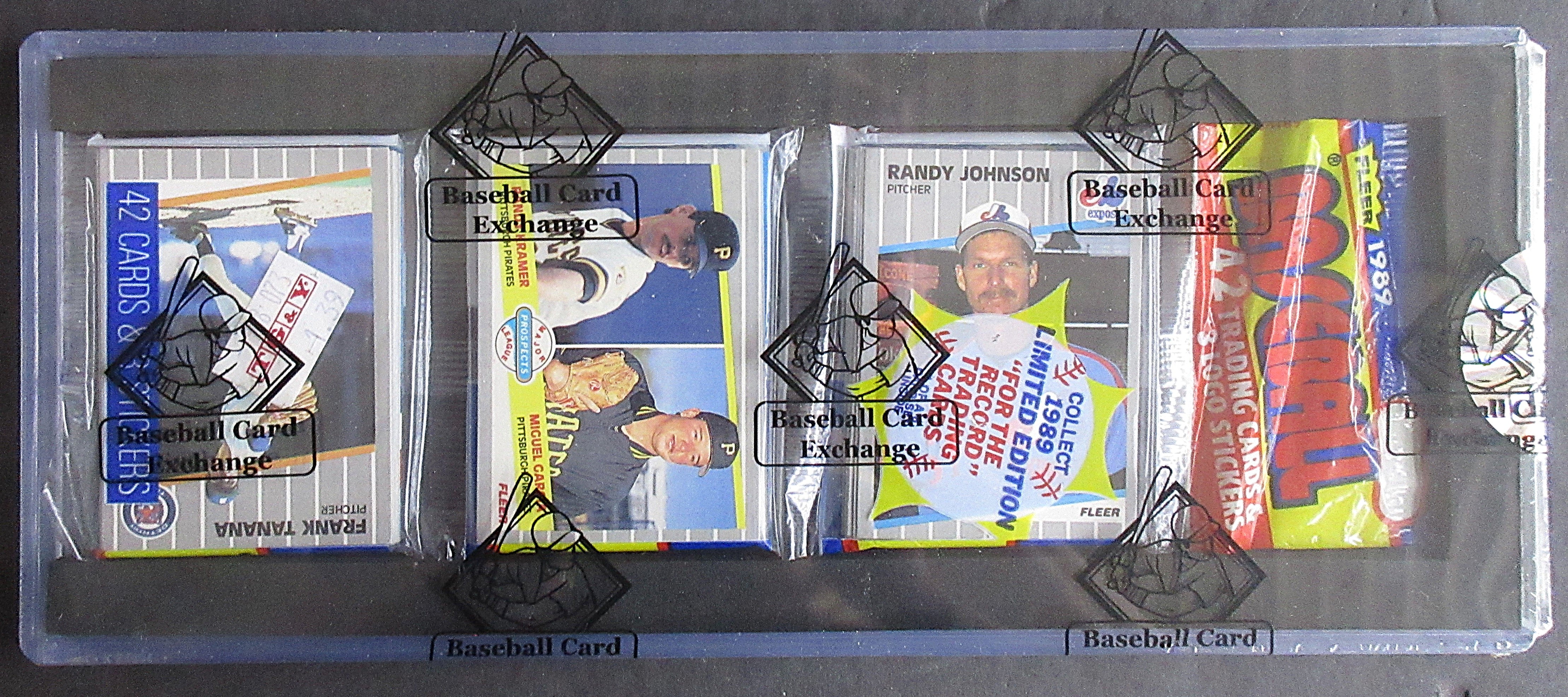 1989 Fleer Baseball Unopened Rack Pack (BBCE) (Randy Johnson RC Top) (26518)