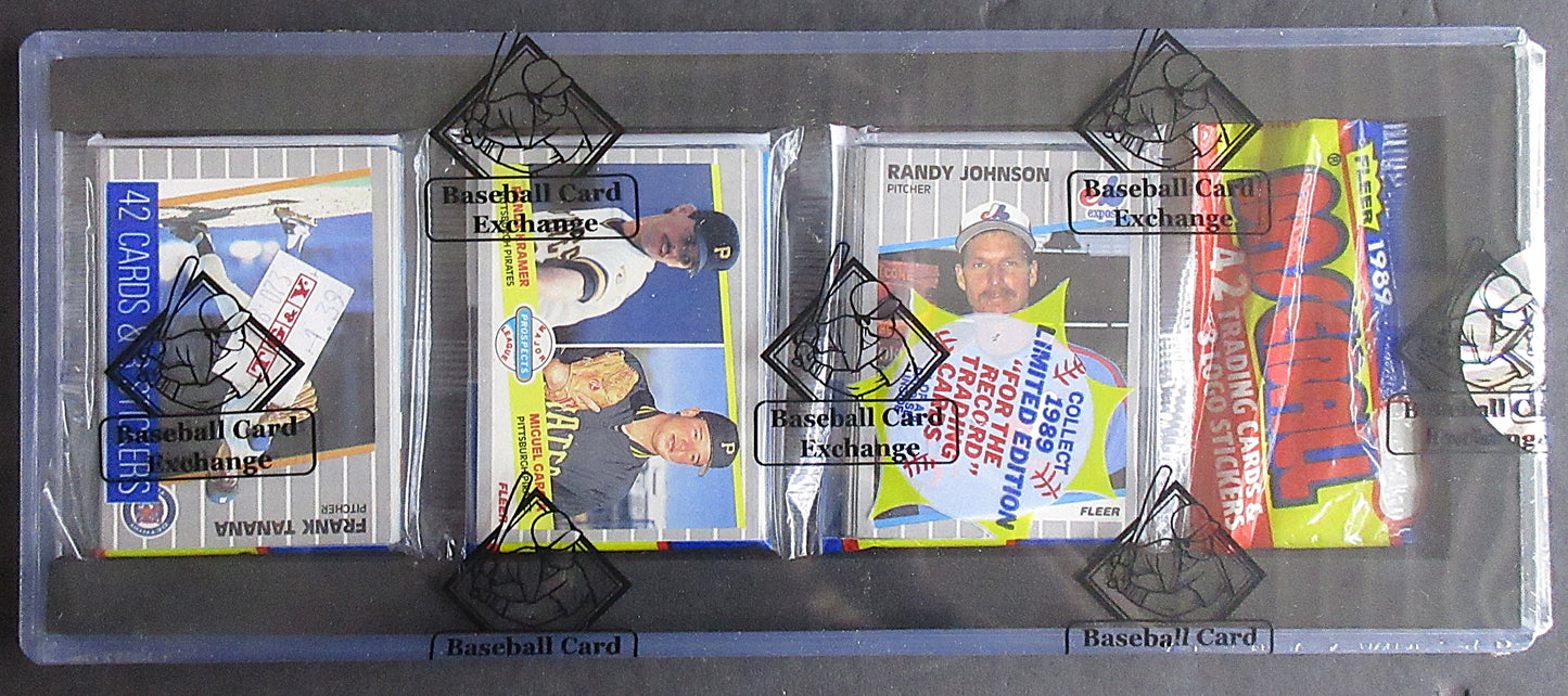 1989 Fleer Baseball Unopened Rack Pack (BBCE) (Randy Johnson RC Top) (26518)