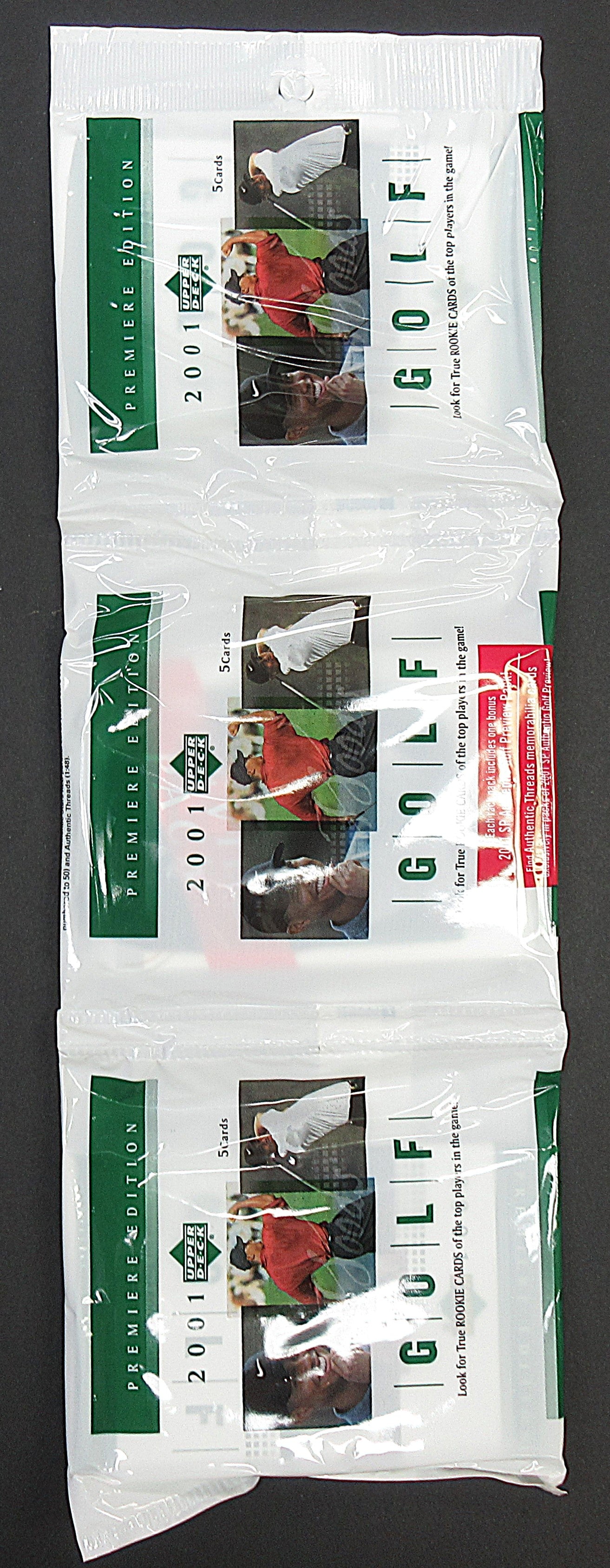 2001 Upper Deck Golf Unopened Rack Pack (3/5 and 1/5)