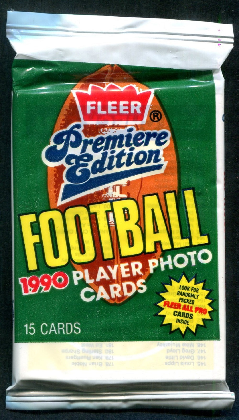 1990 Fleer Football Unopened Pack (15)