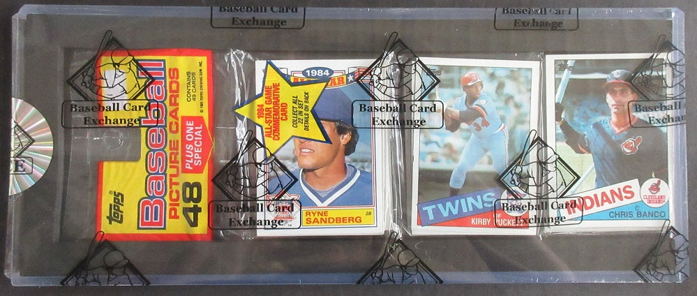 1985 Topps Baseball Unopened Rack Pack (Puckett RC Top) (BBCE)