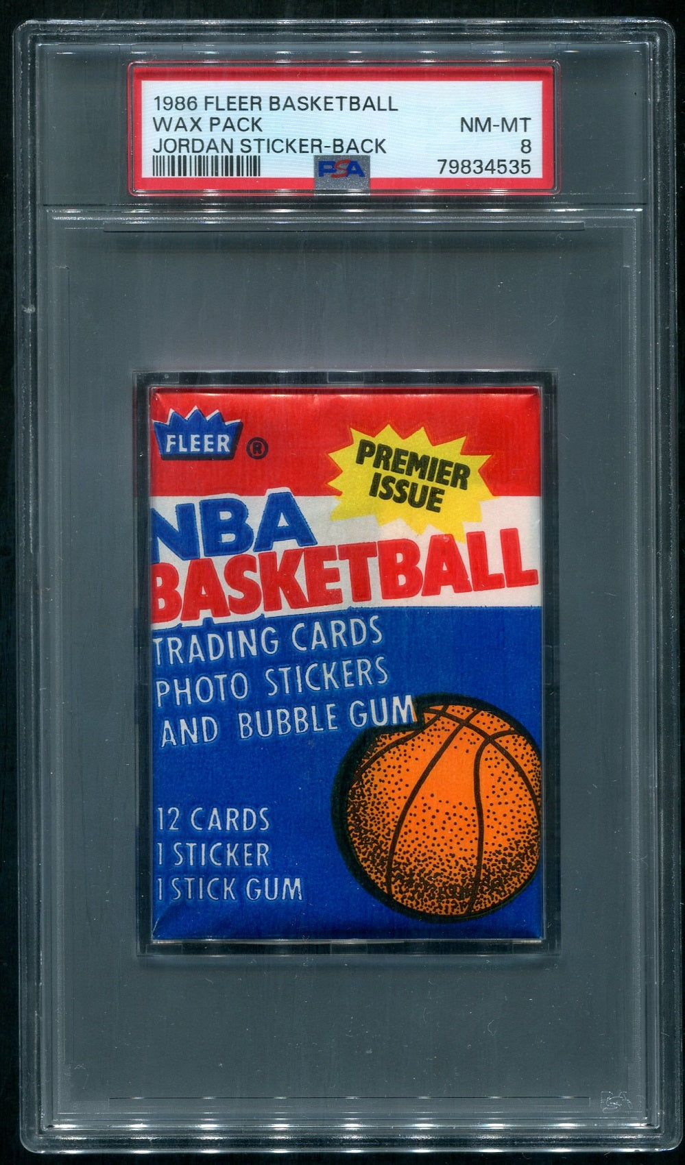 1986 1986/87 Fleer Basketball Unopened Wax Pack PSA 8 Jordan Sticker Back *4535