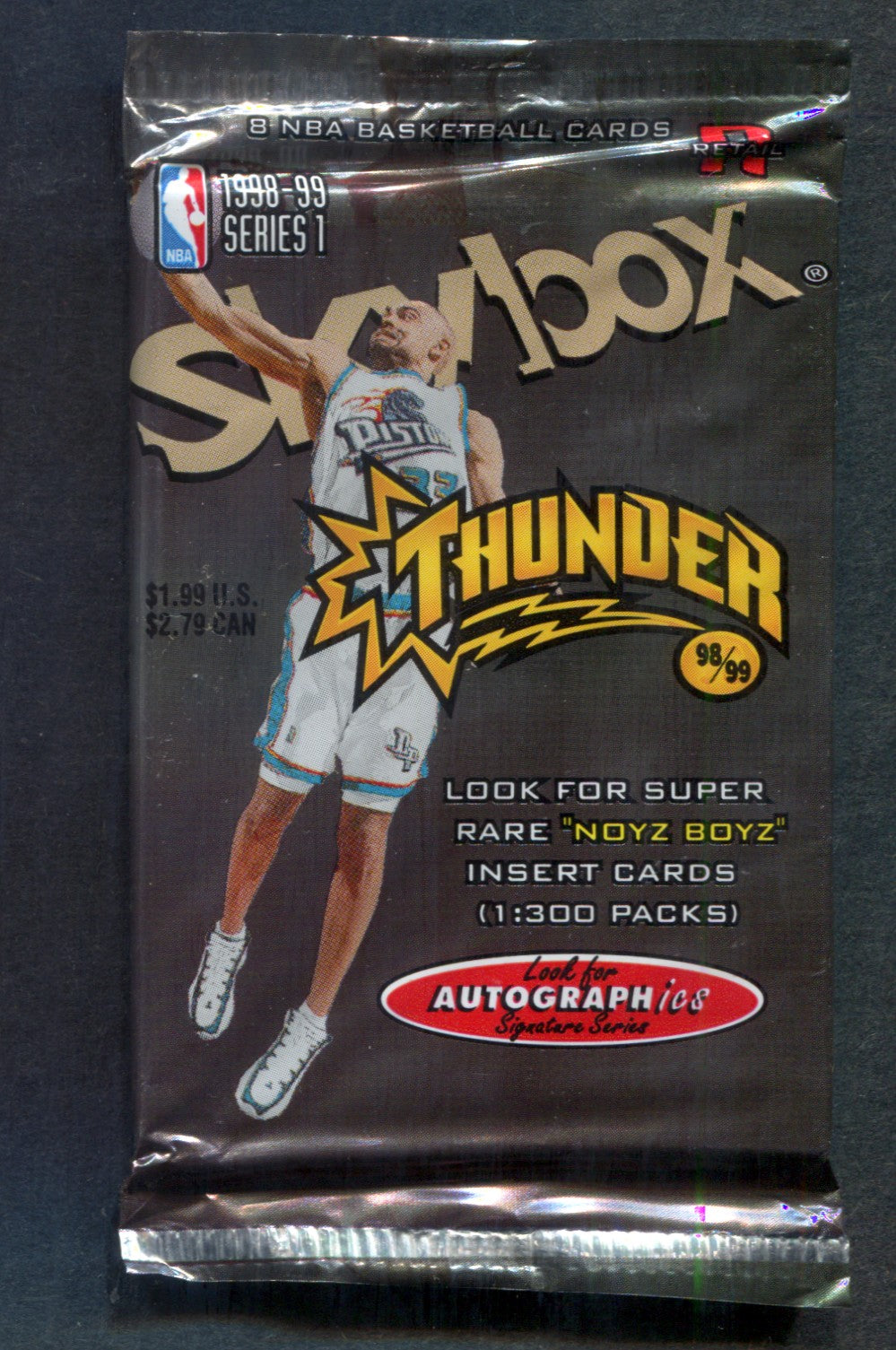1998/99 Skybox Thunder Basketball Unopened Series 1 Pack (Retail) (Pre-Priced) (8)