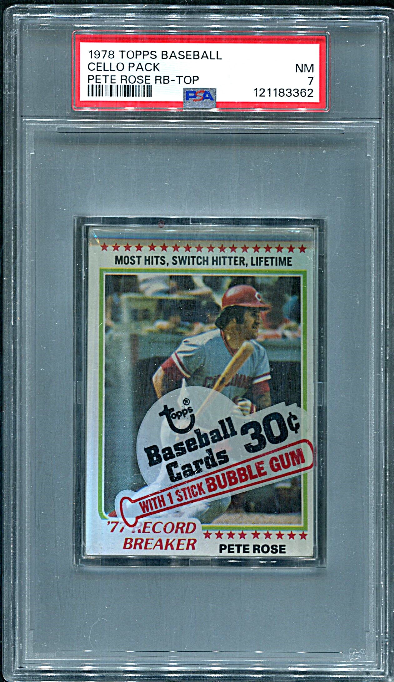 1978 Topps Baseball Unopened Cello Pack PSA 7 Pete Rose RB Top *3362