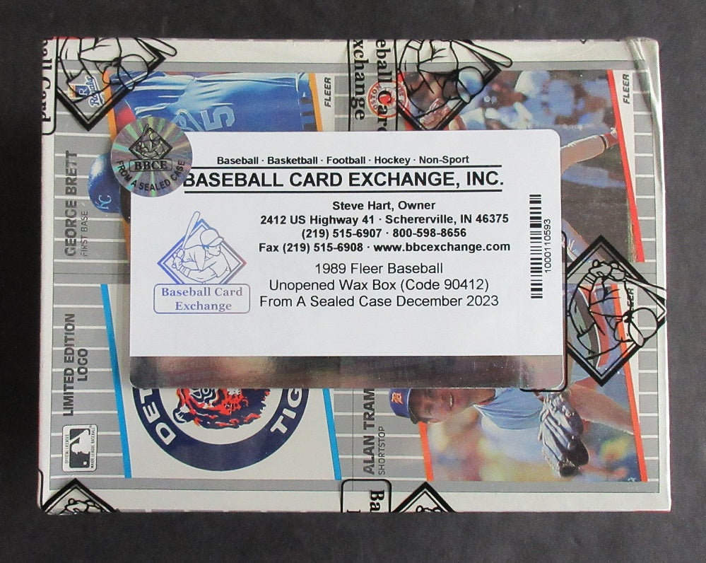 1989 Fleer Baseball Unopened Wax Box (FASC) (Code 90412)