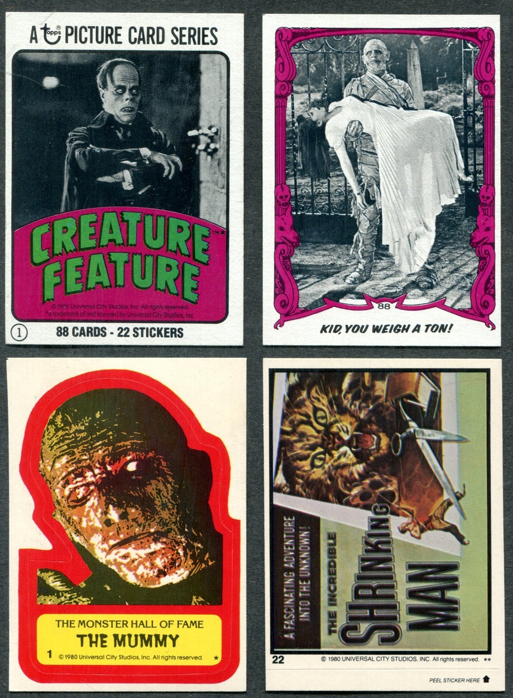 1980 Topps You'll Die Laughing Complete Set (Creature Feature) (w/ stickers) (88/22) NM NM/MT