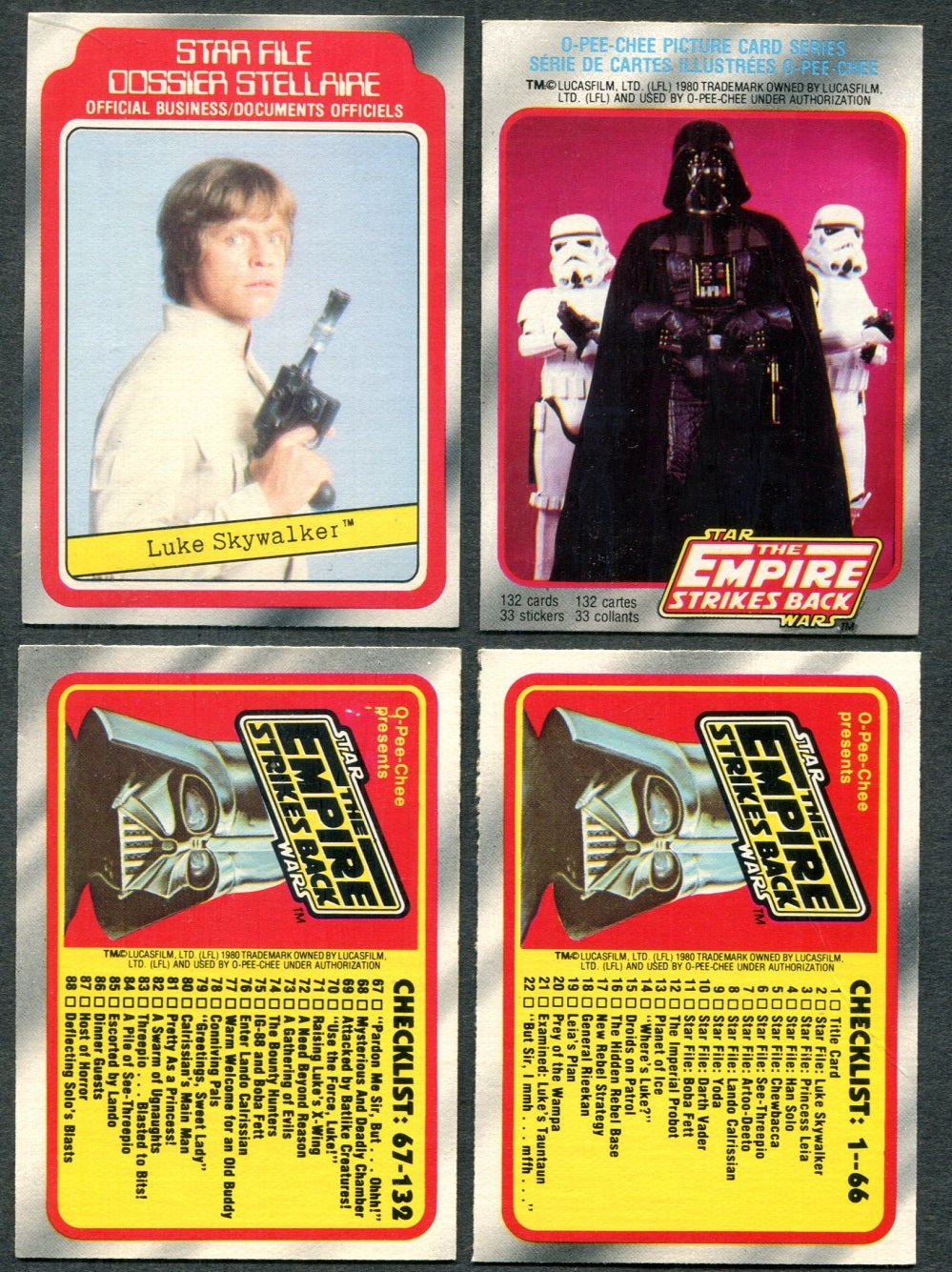 1980 OPC O-Pee-Chee Empire Strikes Back Complete Series 1 Set (132) NM NM/MT