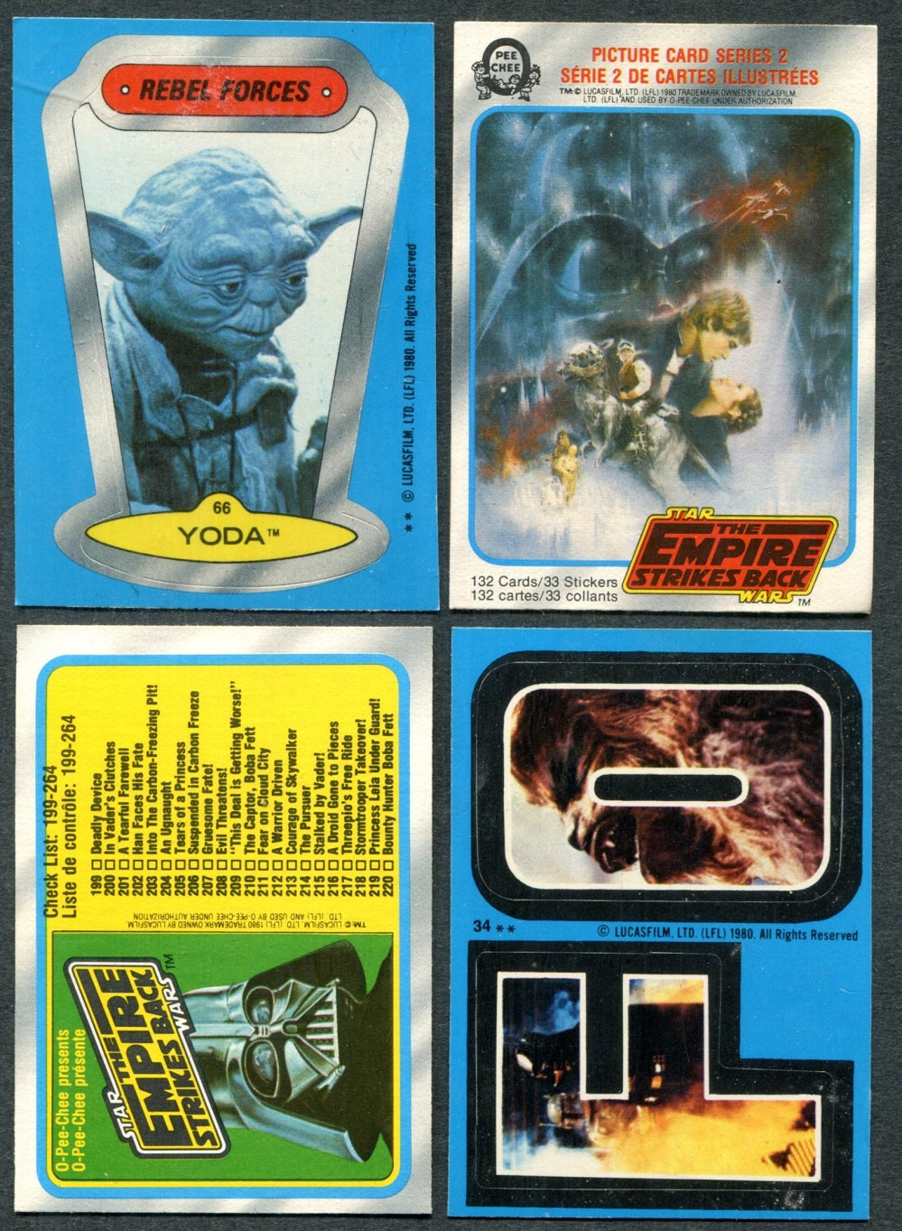 1980 OPC O-Pee-Chee Empire Strikes Back Complete Series 2 Set (w/ stickers) (132/32) NM NM/MT