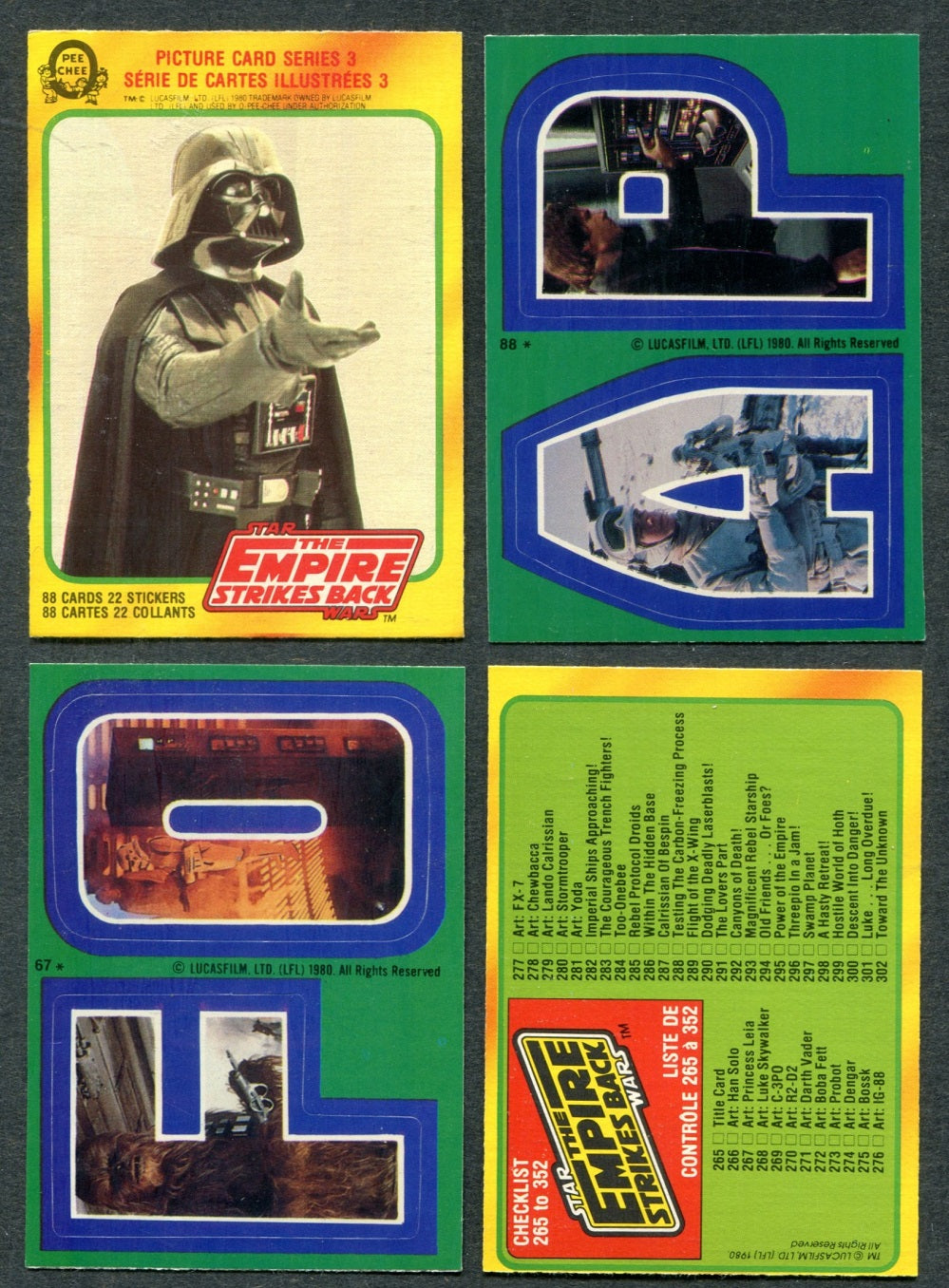 1980 OPC O-Pee-Chee Empire Strikes Back Complete Series 3 Set (w/ stickers) (132/22) NM NM/MT
