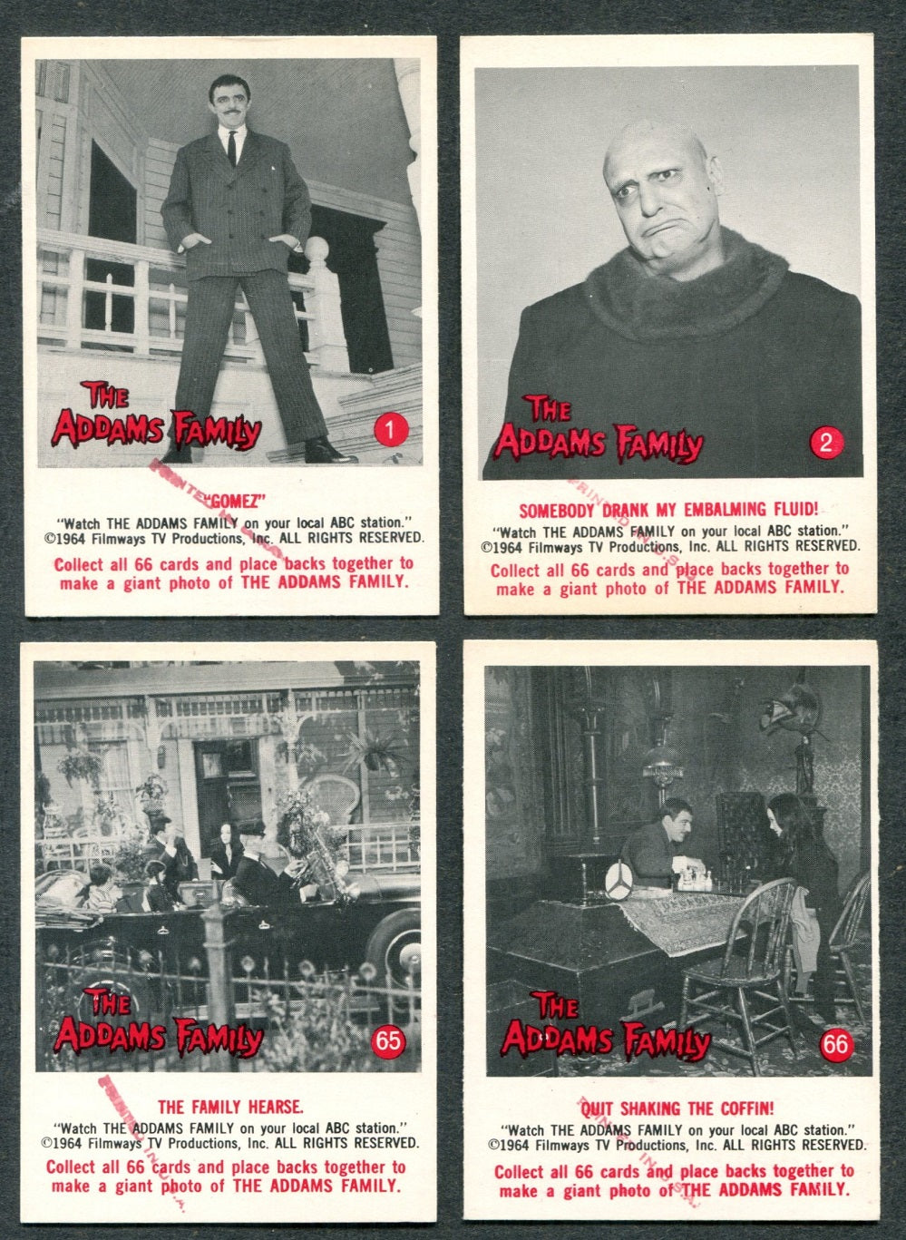 1964 Donruss The Addams Family Complete Set (66) (Canada) EX/MT NM