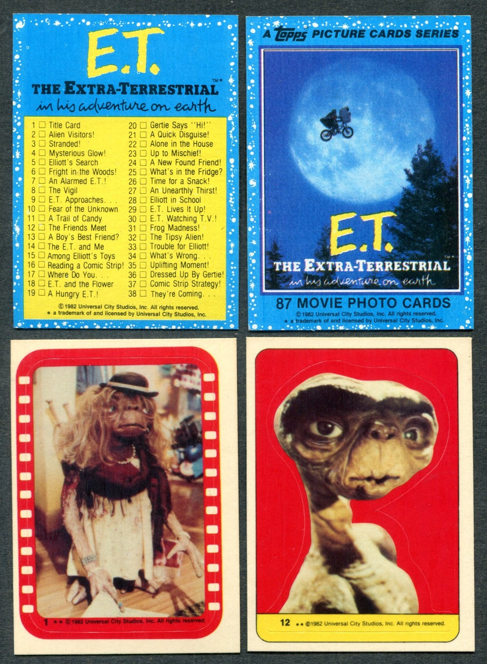 1982 Topps E.T. The Extra Terrestrial Complete Set (w/ stickers) (87/12) NM NM/MT