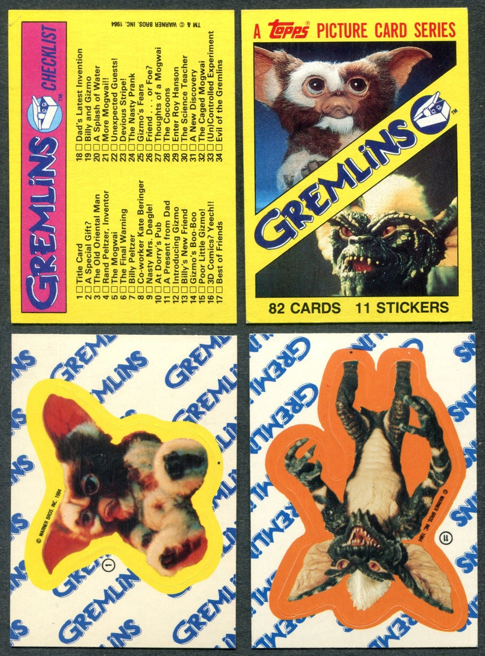 1984 Topps Gremlins Complete Set (w/ stickers) (88/11) NM NM/MT