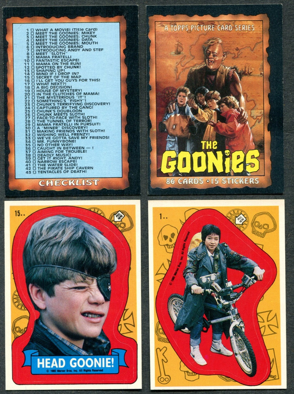 1985 Topps Goonies Complete Set (w/ stickers) (86/15) NM NM/MT