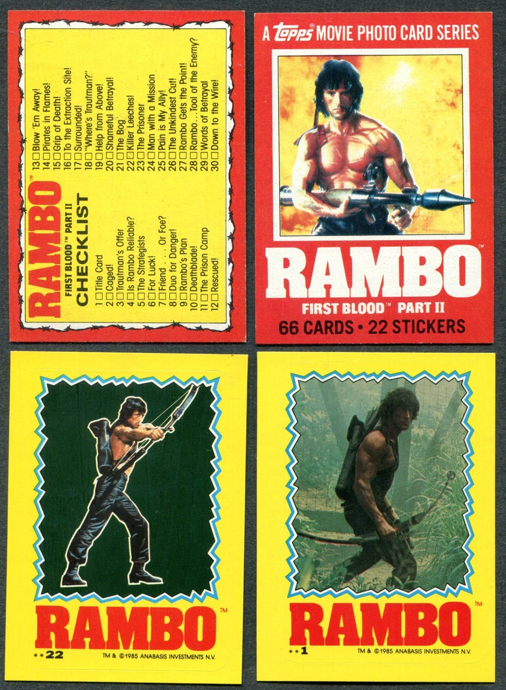 1985 Topps Rambo:  First Blood Part II Complete Set (w/ stickers) (66/22) NM NM/MT