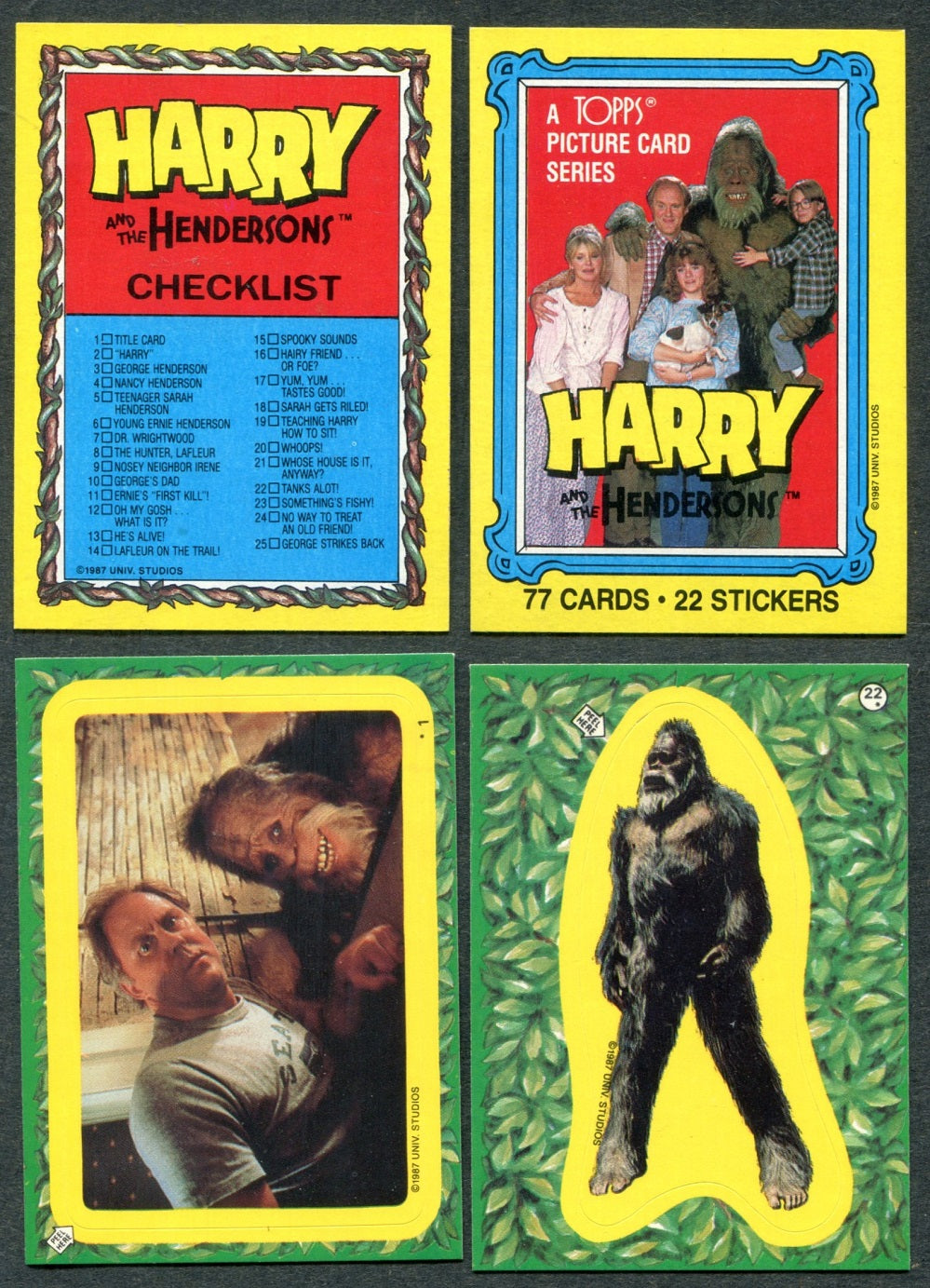 1987 Topps Harry And The Henderson's Complete Set (w/ stickers) (77/22) NM NM/MT