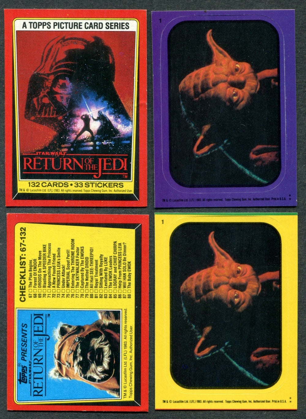 1983 Topps Return Of The Jedi Complete Series 1 Set (w/ stickers) (132/33/33) NM NM/MT