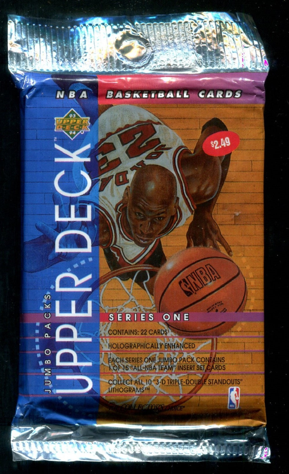 1993/94 Upper Deck Basketball Unopened Series 1 Jumbo Pack (Blue)