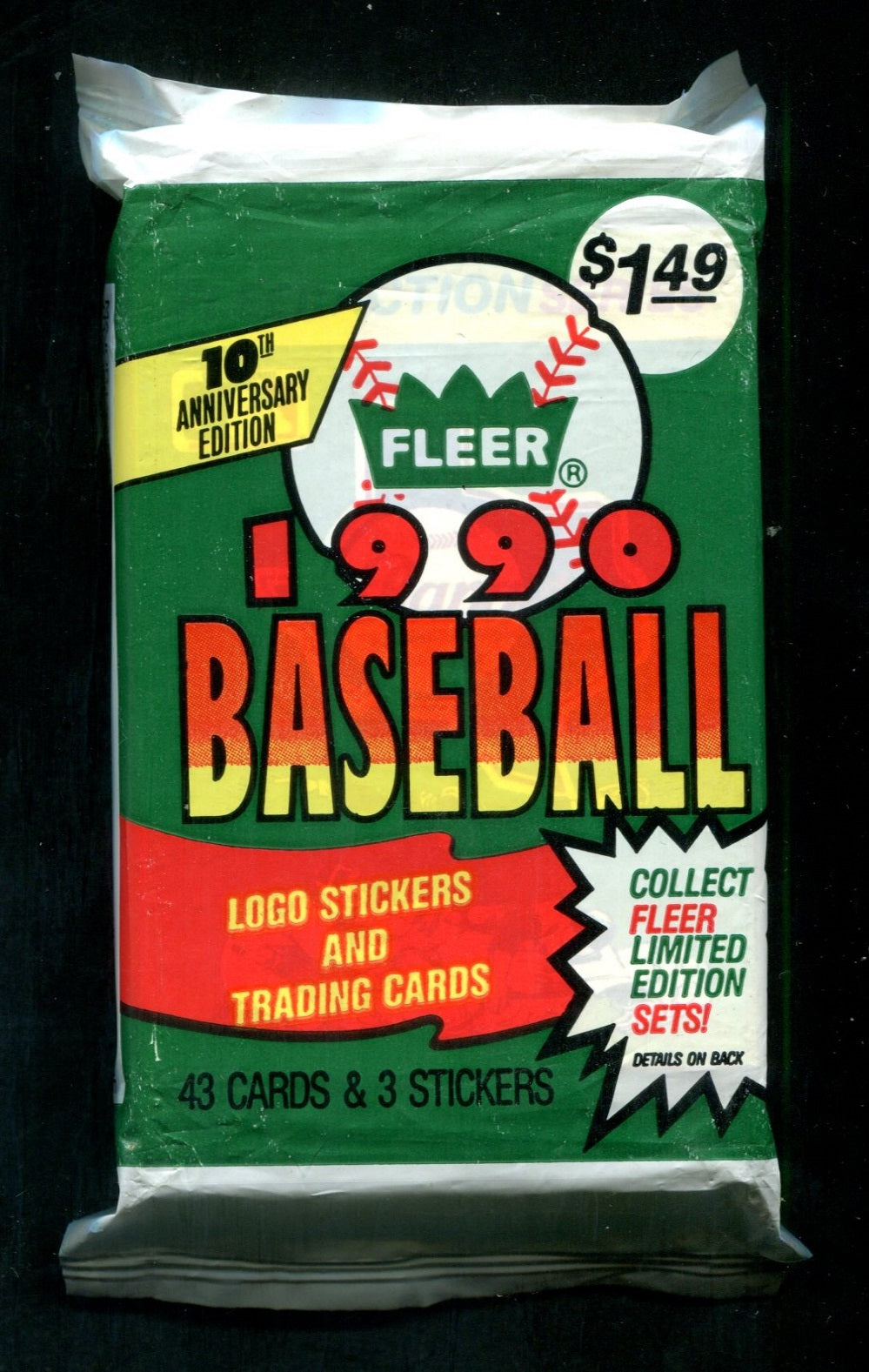 1990 Fleer Baseball Unopened Jumbo Pack (43/3)