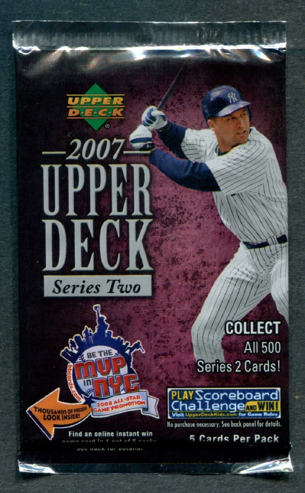 2007 Upper Deck Baseball Unopened Series 2 Pack (5 Cards)