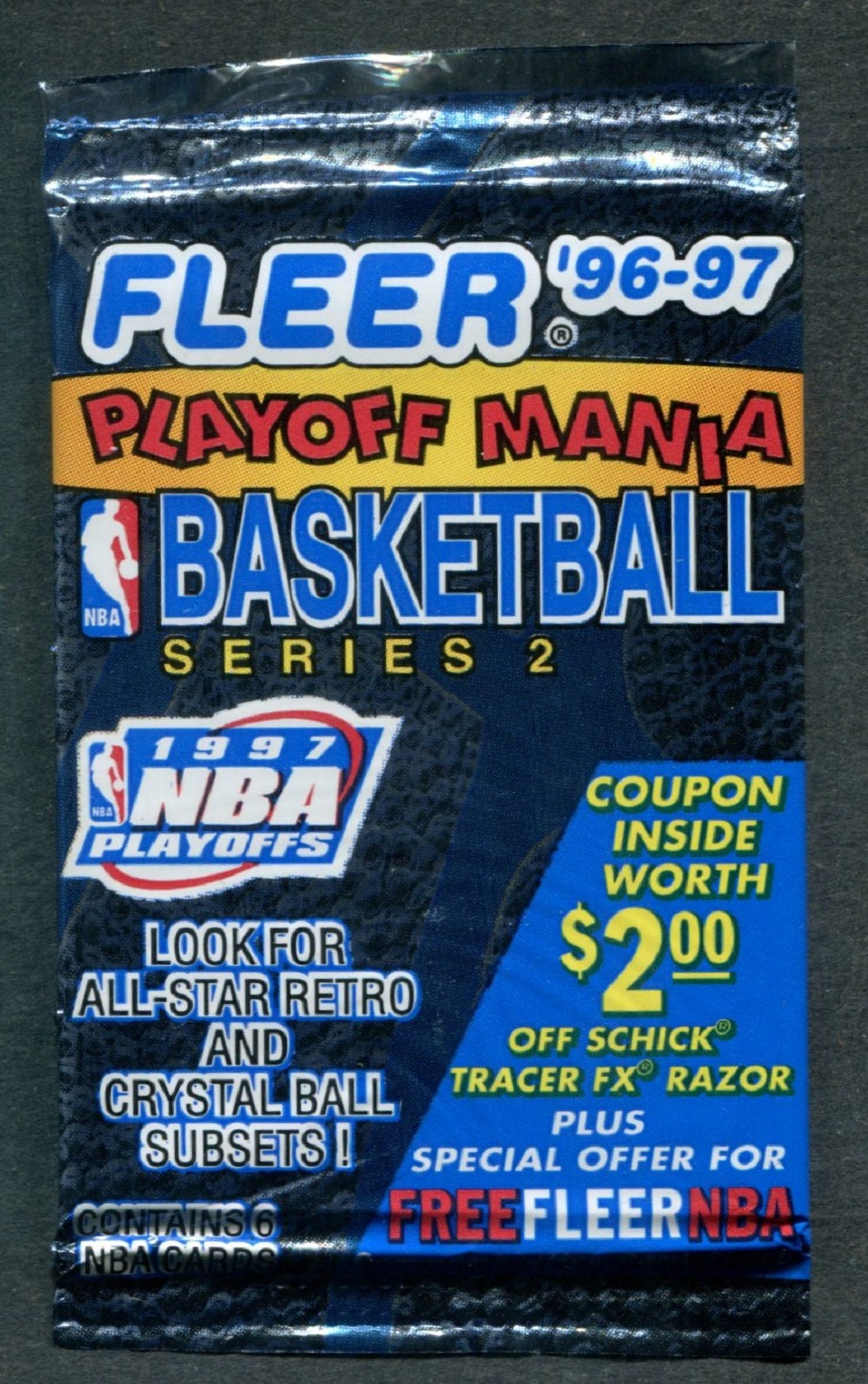 1996/97 Fleer Basketball Series 2 Unopened Pack (Playoff Mania) (6 Cards)
