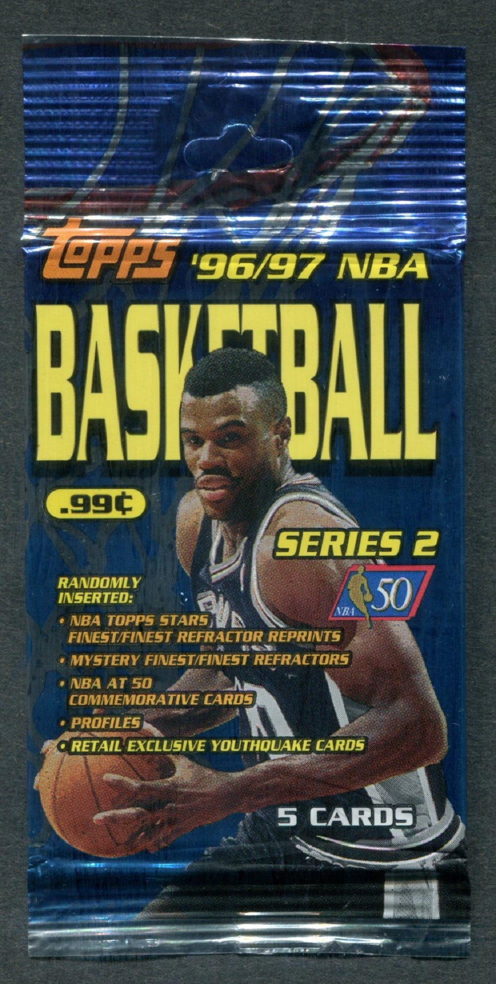 1996/97 Topps Basketball Unopened Series 2 Pack (Retail) (5 Cards) (Pre-Priced)