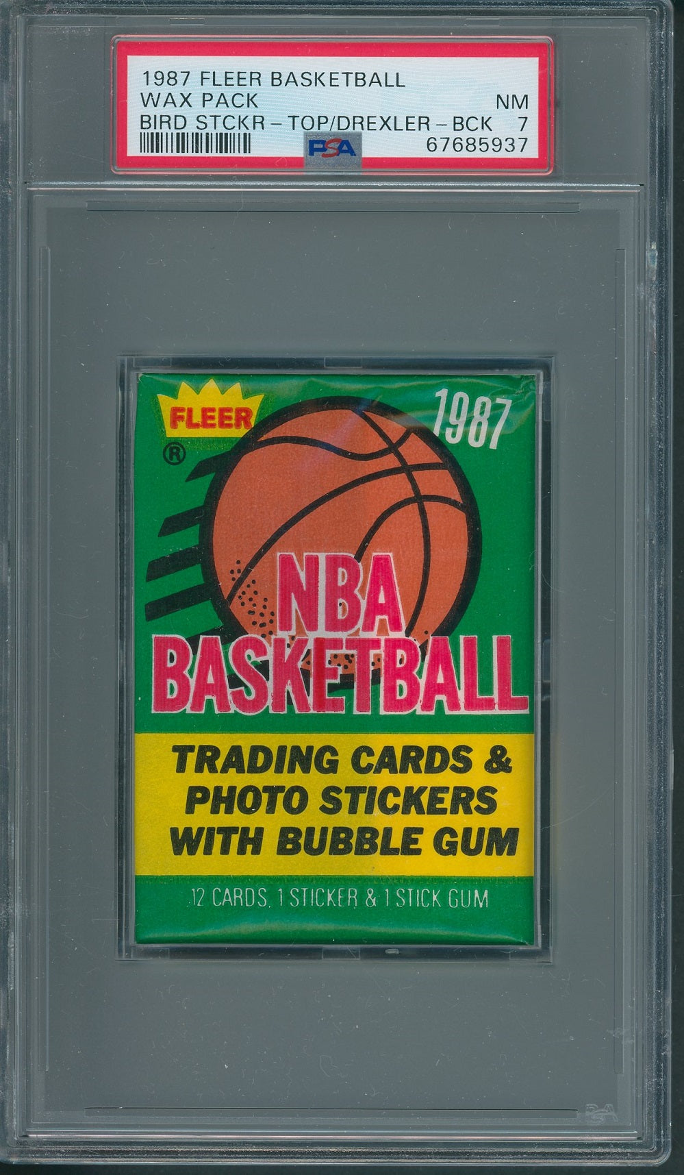 1987 1987/88 Fleer Basketball Unopened Wax Pack PSA 7 Bird Sticker Top Drexler Back *5937