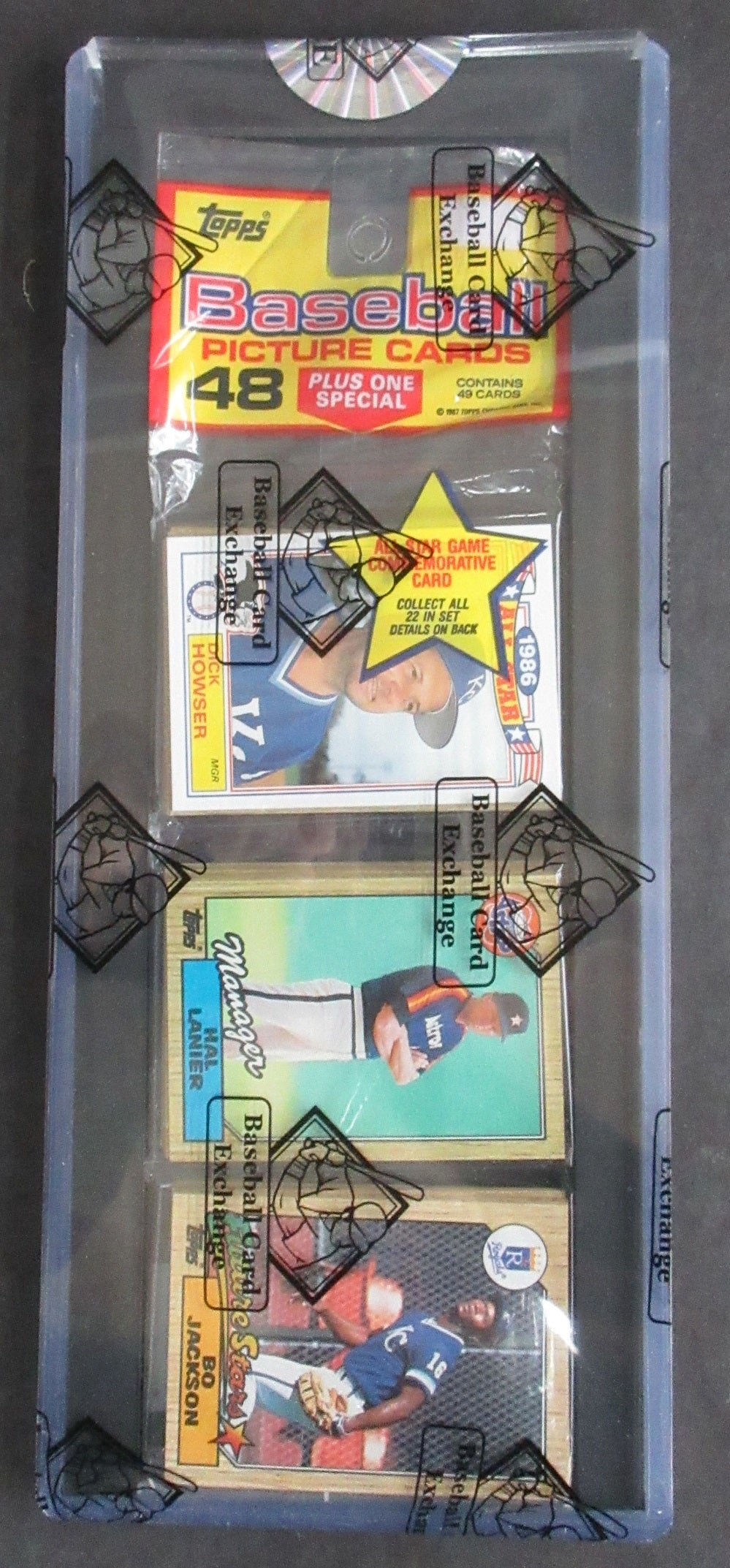 1987 Topps Baseball Unopened Rack Pack (BBCE) (Bo Jackson Top)